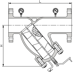 鑄鋼手搖刷式Y型過濾器結構示意圖