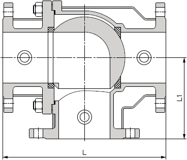 保溫L型三通球閥結構示意圖