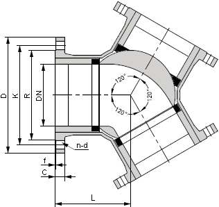 Y型三通閥結(jié)構(gòu)示意圖