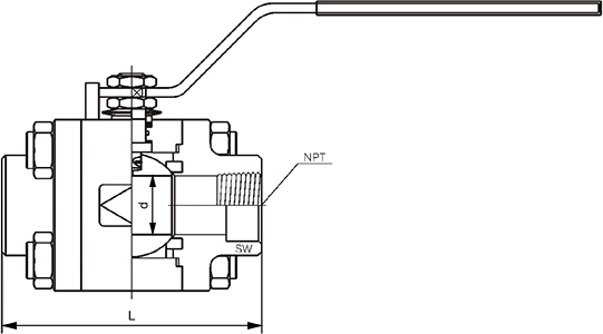 螺紋高壓球閥結(jié)構(gòu)示意圖