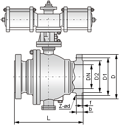 氣動固定球閥結構示意圖