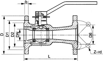 一體式球閥結構示意圖