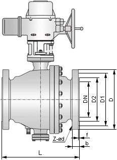 電動法蘭球閥結構示意圖