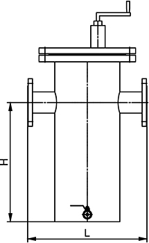 籃式手搖刷式過濾器結構示意圖